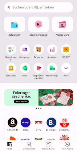 Ein Blick in die Klarna-App