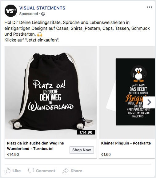 Visual Statements Facebook Ad Werbeanzeige OMR