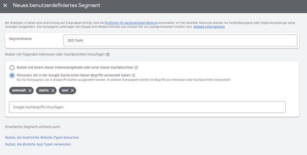 Maske zum Erstellen eines benutzerdefinierten Segments in Google Ads.jpg