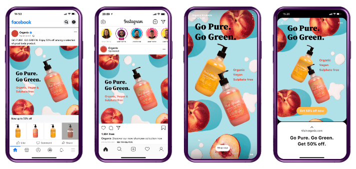 Verschiedene Ad-Formate auf den Social-Media-Plattformen.
