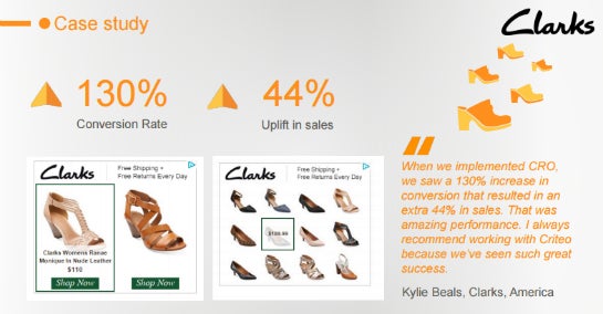 Beispiel einer Criteo-Kampagne von Clarks. (Quelle: Criteo)