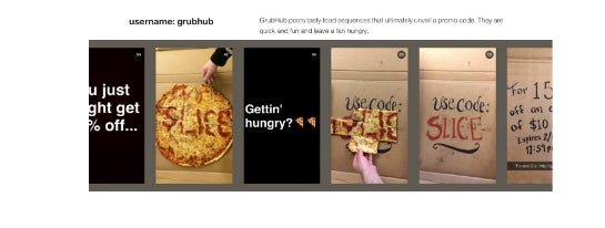 Der Lieferdienst GrubHub setzte Stories für eine clevere Promo-Aktion ein.
