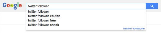 Screenshot: Google-Suche nach "twitter follower"