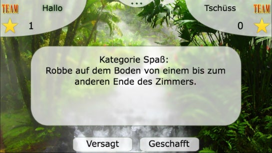 Eine Aufgabe im Partyspiel zum Dschungelcamp.