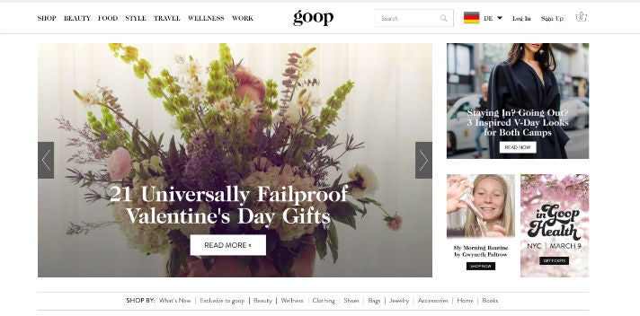 Goop-Webseite