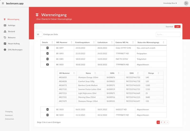 Beckmann Systemlogistik Screenshot