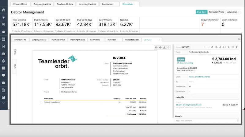 Teamleader Orbit Screenshot