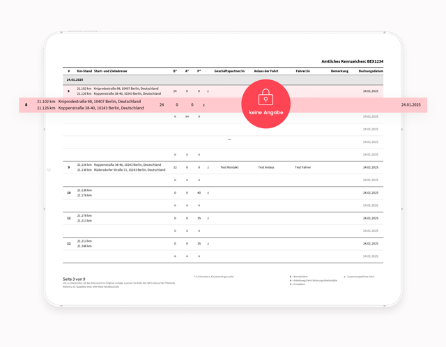Lexware elektronisches Fahrtenbuch Screenshot
