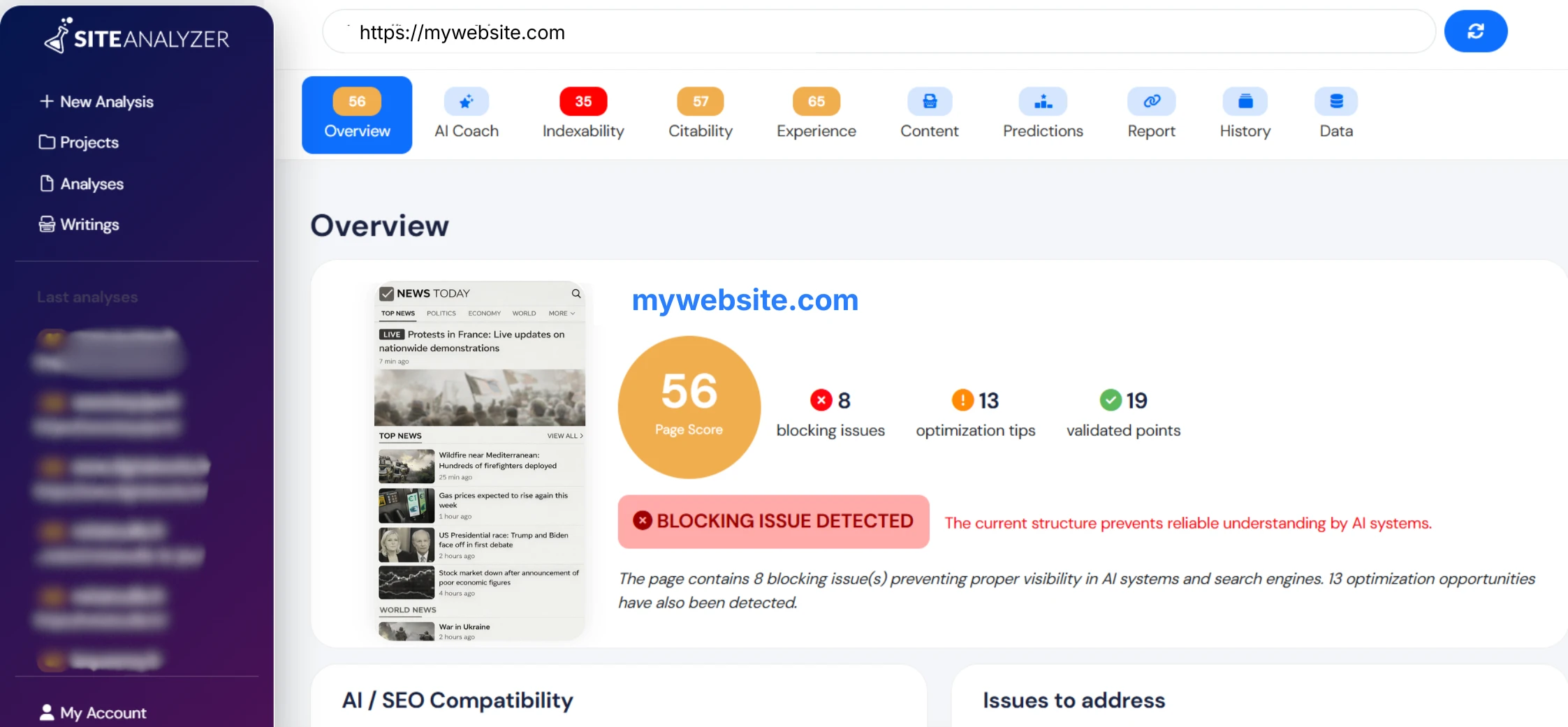 SiteAnalyzer Screenshot