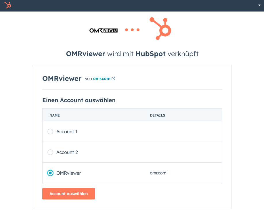 1.	Authorization (OAuth) of OMRviewer in HubSpot