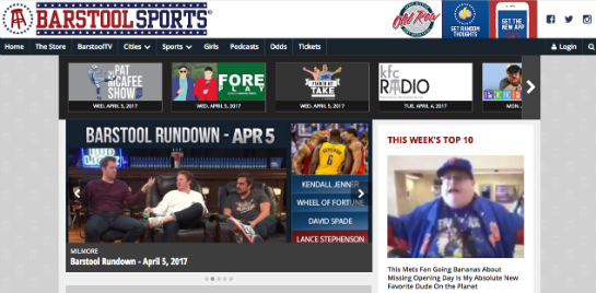 Barstool Sports Webseite
