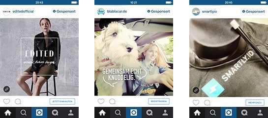 Screenshots von Instagram Ads
