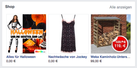 Shopping-Widget Facebook Hertie