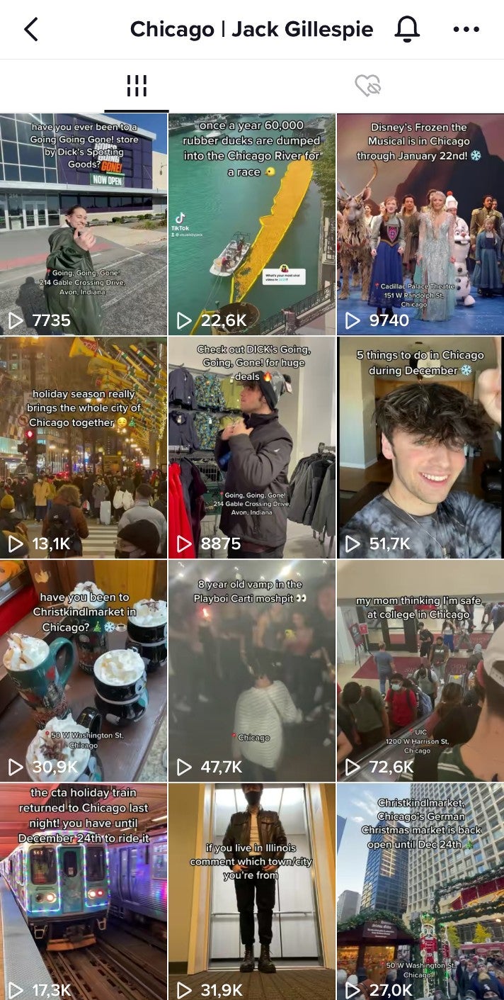Jack Gillespie empfiehlt in seinen Tiktok-Videos nicht nur Restaurants oder Cafés, sondern auch Events und Sehenswürdigkeiten in Chicago