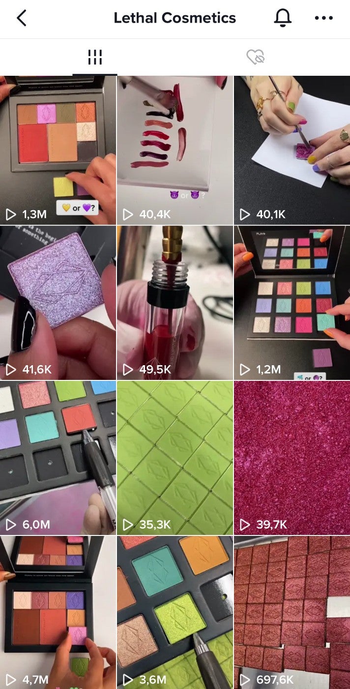 Ein Blick auf den Tiktok-Account von Lethal Cosmetics