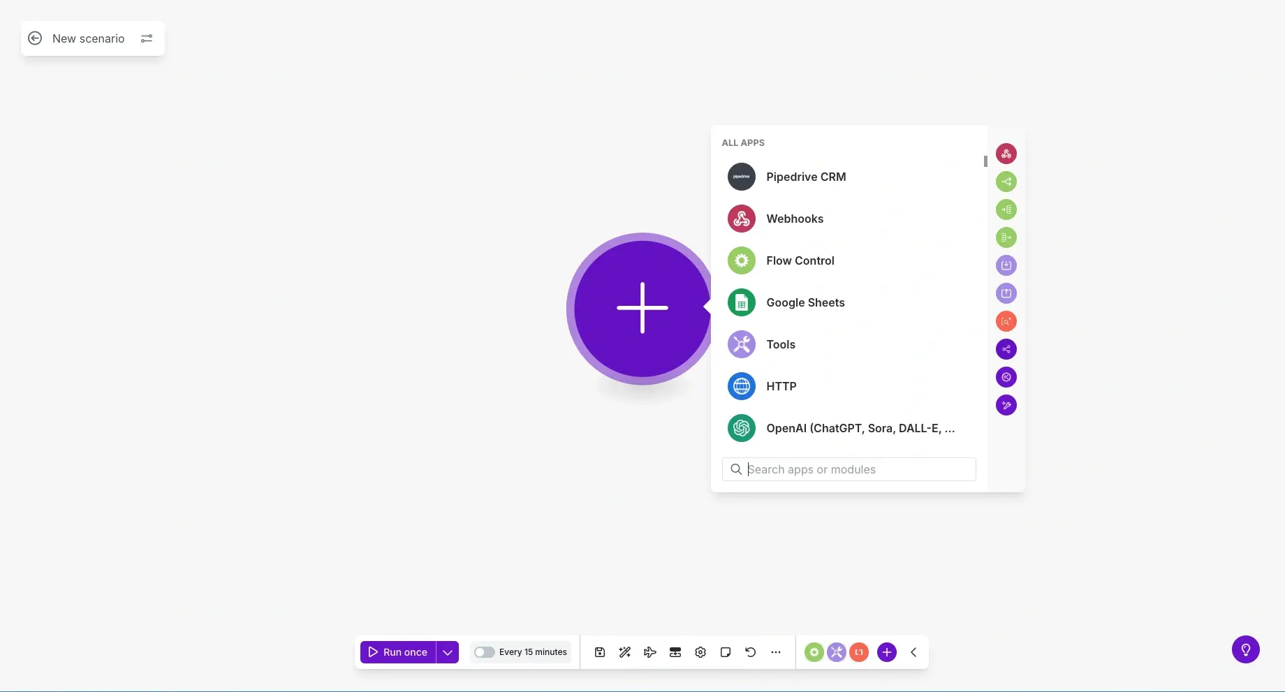 Interface make (make vs n8n)