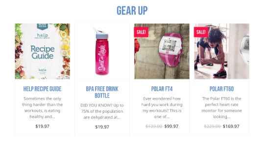 Itsines verkauft Fitness-Produkte auf der eigenen Webseite. 