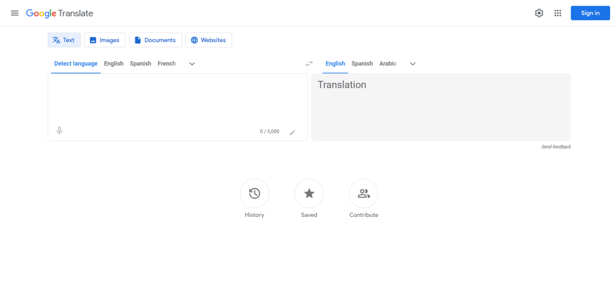 Google Translate Screenshot
