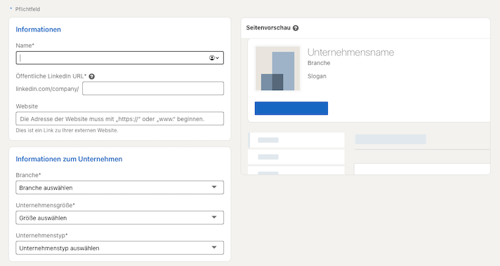 Sie wichtigsten Unternehmensinformationen auf LinkedIn eintragen