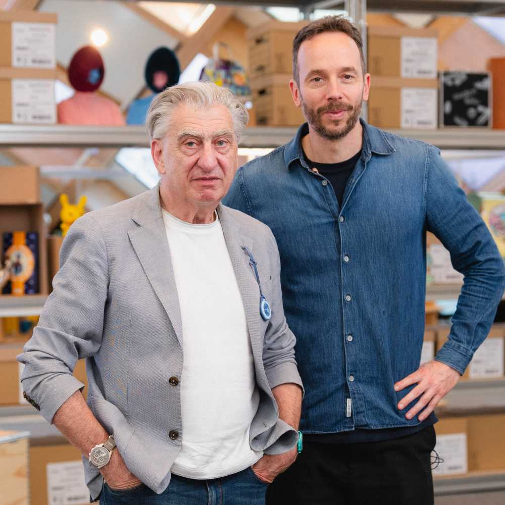 Nick Hayek (l.) und OMR-Gründer Philipp Westermeyer nach dem Gespräch in der Zentrale der Swatch-Group in Biel (Schweiz). Foto: OMR