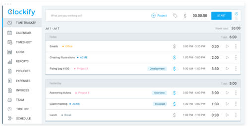 Clockify Screenshot