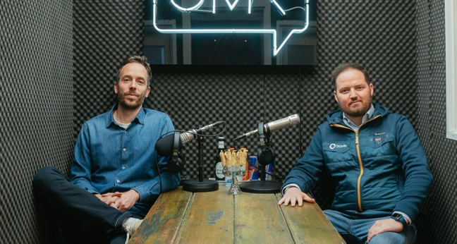OMR-Gründer Philipp Westermeyer und Grover-Gründer Michael Cassau nach der Podcast-Aufnahme in Hamburg. Foto: Rikkert Aussems