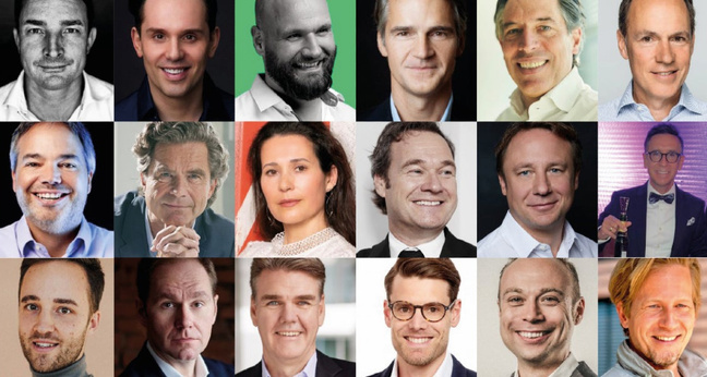 Ein Auszug aus der Liste der Gesellschafter – von Christian Angermayer (obere Reihe, 2. v.l.) is Josef Brunner (untere reihe, 2. v.r.). Foto: Startup-Insider