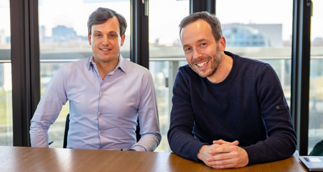 KKR-Europachef Philipp Freise und OMR-Gründer Philipp Westermeyer trafen sich Mitte März zur Podcast-Aufnahme in Berlin. Foto: Florian Rinke