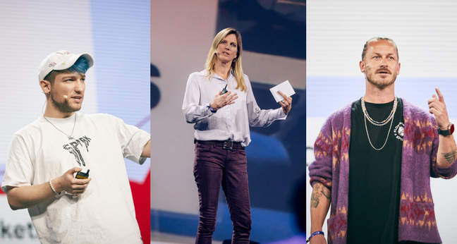 Rezo, Maja Göpel und Till Jagla bei ihren OMR23-Vorträgen