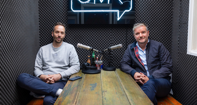 Philipp Westermeyer und Philipp Klöckner nach der Aufnahme des OMR Podcasts