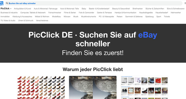 Picclick Startseite