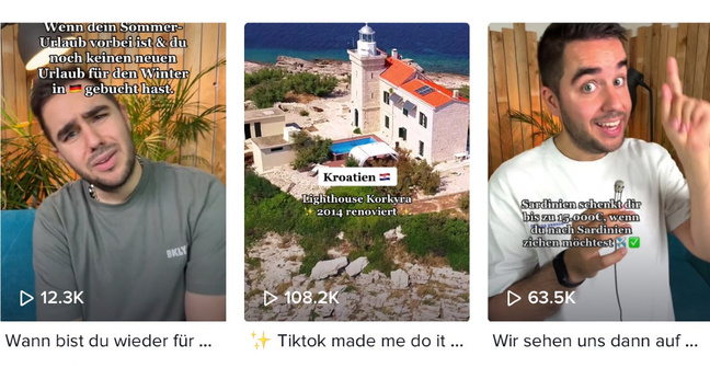 André Dreßler kümmert sich um den Tiktok-Auftritt von Urlaubsguru. Foto: Screenshot Tiktok
