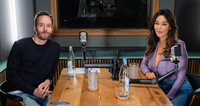Philipp Westermeyer und Verona Pooth bei der Aufnahme des OMR Podcasts