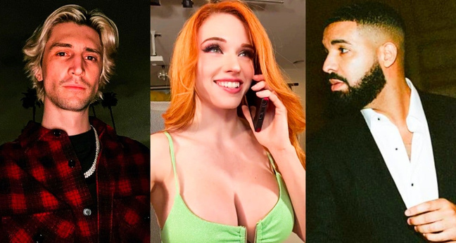 Drei Partner von Kick.com: xQc", "Amouranth" und Drake