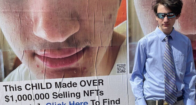 Der 16-jährige Ezra Ripps (im Bild) und sein Bruder Ryder sehen ihre Million Token Website als Mischung aus Kunstprojekt und Zukunft der Werbung.