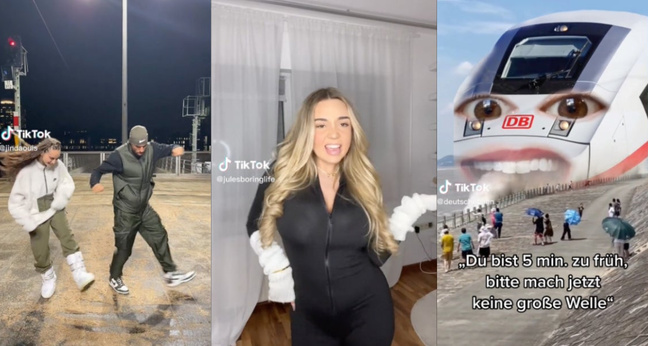 Louisa Jindaoui, Jule Nagel und die Deutsche Bahn konnten im Januar bei Tiktok punkten. Fotos: Screenshots