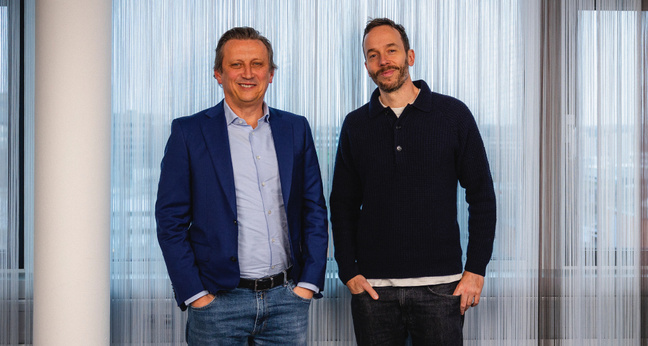 Rewe Group-CEO Lionel Souque und OMR-Gründer Philipp Westermeyer trafen sich in der Rewe-Zentrale in Köln