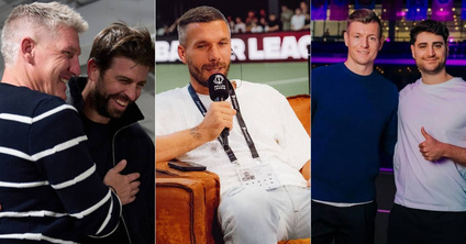 Schweinsteiger, Piqué, Podolski, Kroos, Nerlich (v.l.n.r.): Die prominenten Präsidenten der innovativen Kleinfeldligen. (Fotos: Kosmos, Baller League, Instagram-Account Icon League)