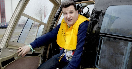 Andre Alpar im Helikopter bei der Online Marketing Rockstars Konferenz 2015 in Hamburg.