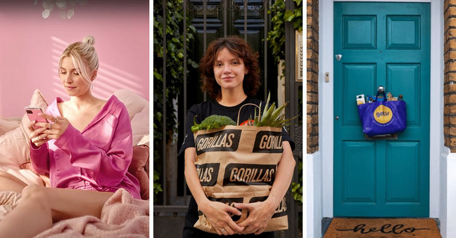 Flink, Gorillas und Getir konkurrieren in Deutschland um die Gunst der Kunden. Fotos: Screenshot, Gorillas, Getir UK