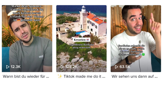 André Dreßler kümmert sich um den Tiktok-Auftritt von Urlaubsguru. Foto: Screenshot Tiktok