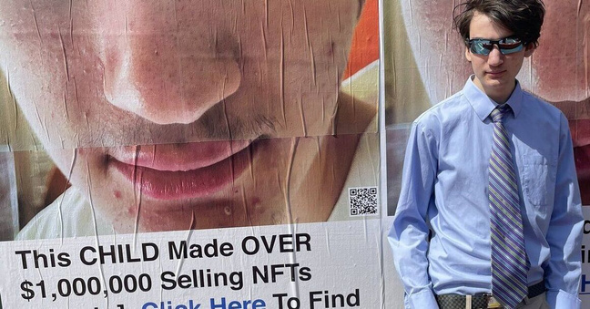 Der 16-jährige Ezra Ripps (im Bild) und sein Bruder Ryder sehen ihre Million Token Website als Mischung aus Kunstprojekt und Zukunft der Werbung.