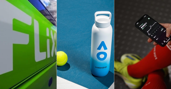 Flix, Waterdrop und Bitpanda investieren massiv in Sponsorings im Fußball und Tennis. (Fotos: Flix, Waterdrop, Bitpanda)