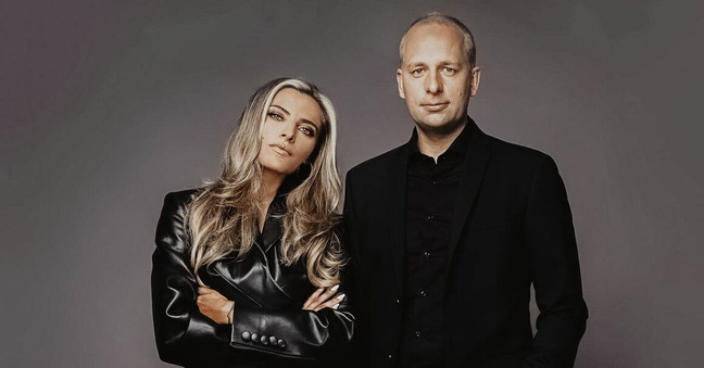 Sophia Thomalla, Anteilseignerin und Testimonial von Schüttflix, mit Christian Hülsewig, CEO des auf Baustellen-Logistik spezialisierten Startups