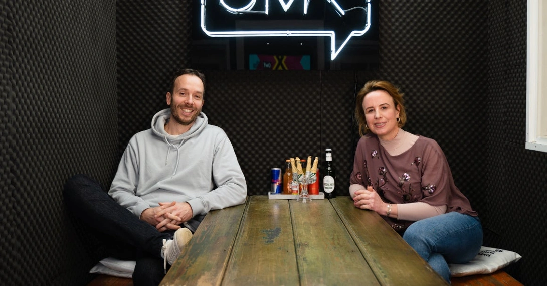 Funke-Verlegerin Julia Becker traf sich mit OMR-Gründer Philipp Westermeyer in Hamburg zur Podcast-Aufnahme. Foto: OMR