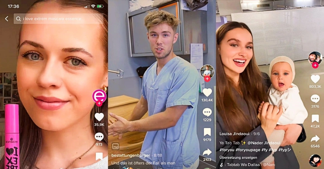 Die Tiktok-Accounts von Essence, Bestattungen Burger und Influencerin Louisa Jindaoui