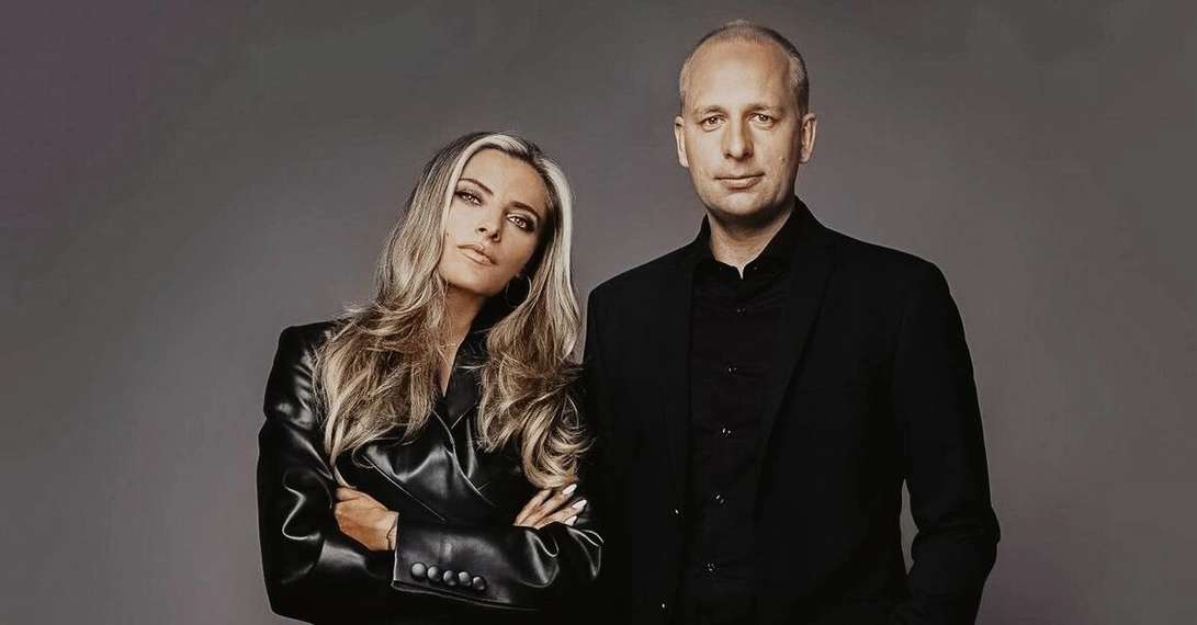 Sophia Thomalla, Anteilseignerin und Testimonial von Schüttflix, mit Christian Hülsewig, CEO des auf Baustellen-Logistik spezialisierten Startups