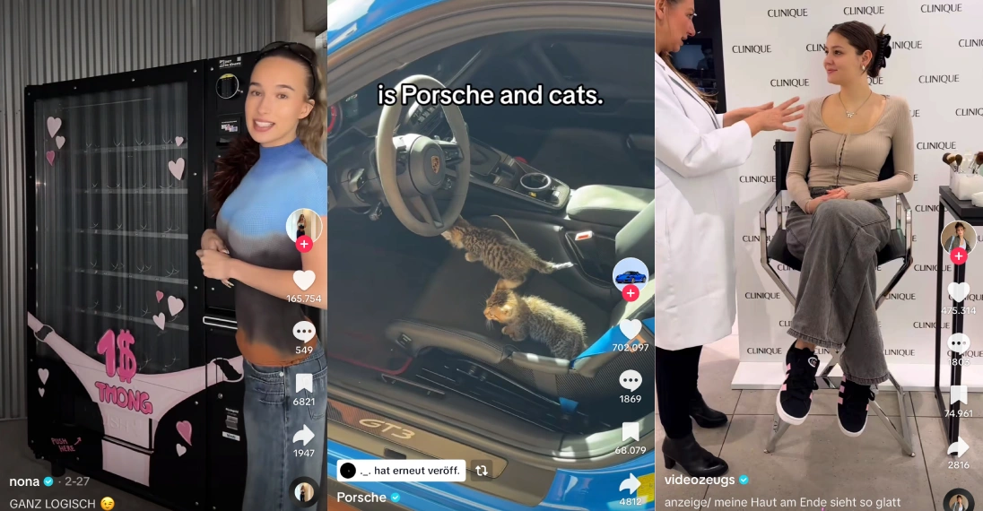 Auszüge aus den TikTok Charts: Porsche, Videozeugs und Nonakanal