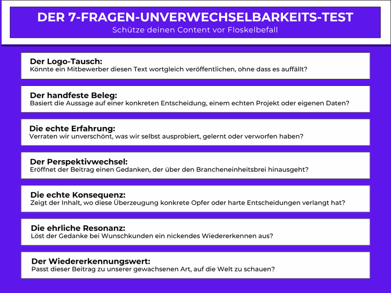 Sieben Prüffragen für unverwechselbaren Content