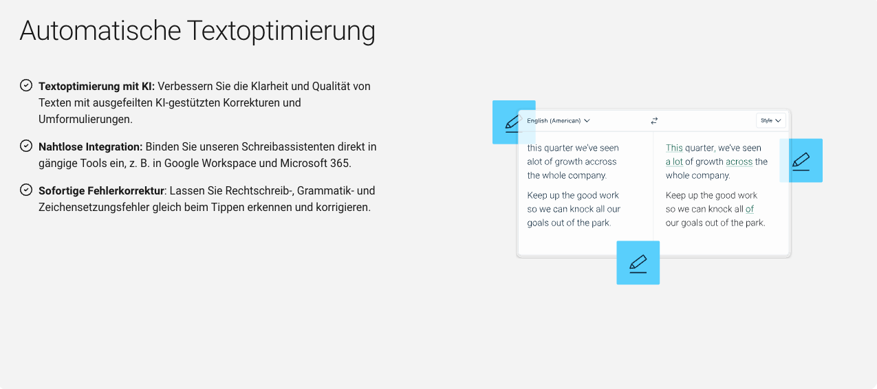 Screenshot der Oberfläche von DeepL Write: Funktionen & Features